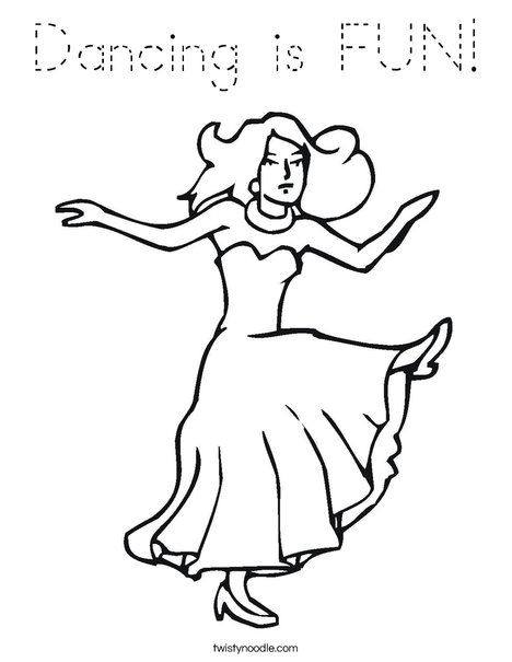 Dancer with Long Dress Coloring Page