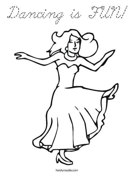 Dancer with Long Dress Coloring Page