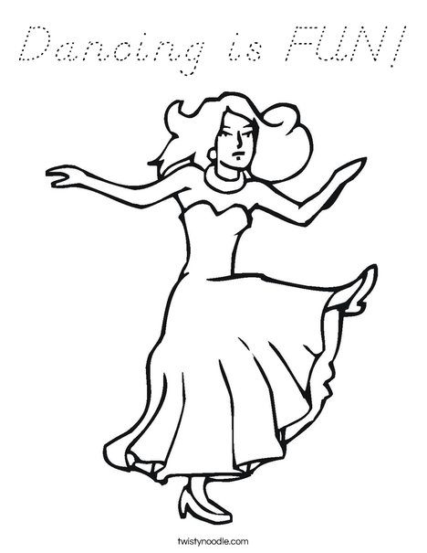Dancer with Long Dress Coloring Page