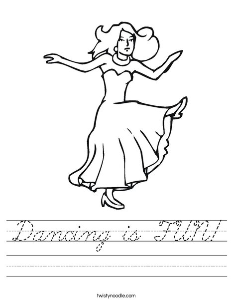 Dancer with Long Dress Worksheet