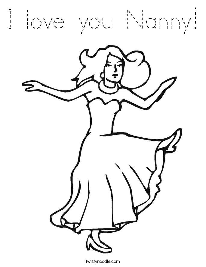 I love you Nanny! Coloring Page