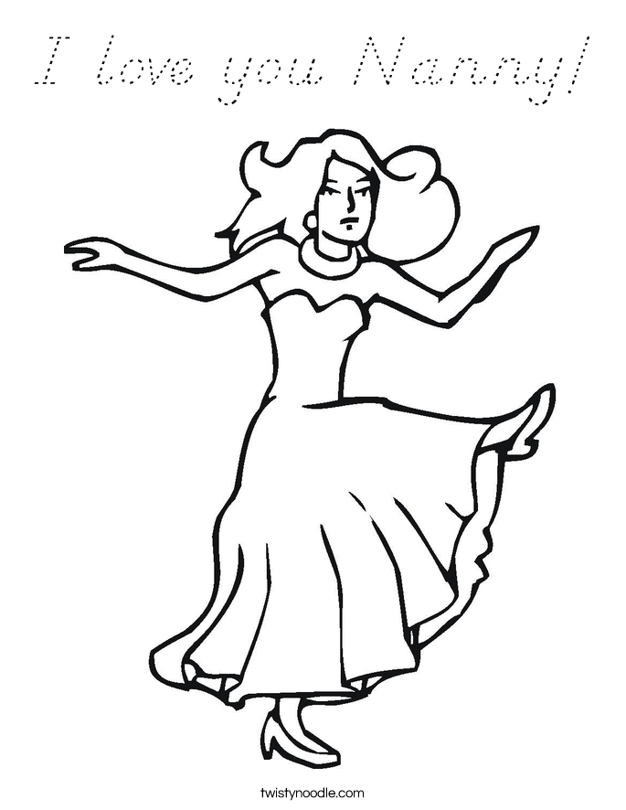 I love you Nanny! Coloring Page