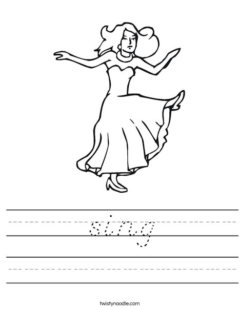 Dancer with Long Dress Worksheet
