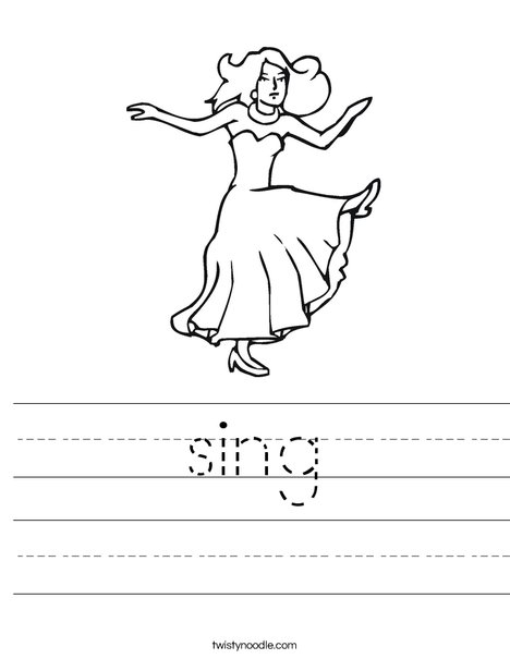 Dancer with Long Dress Worksheet