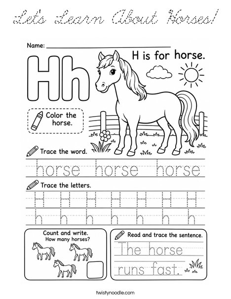 Let's Learn About Horses! Coloring Page