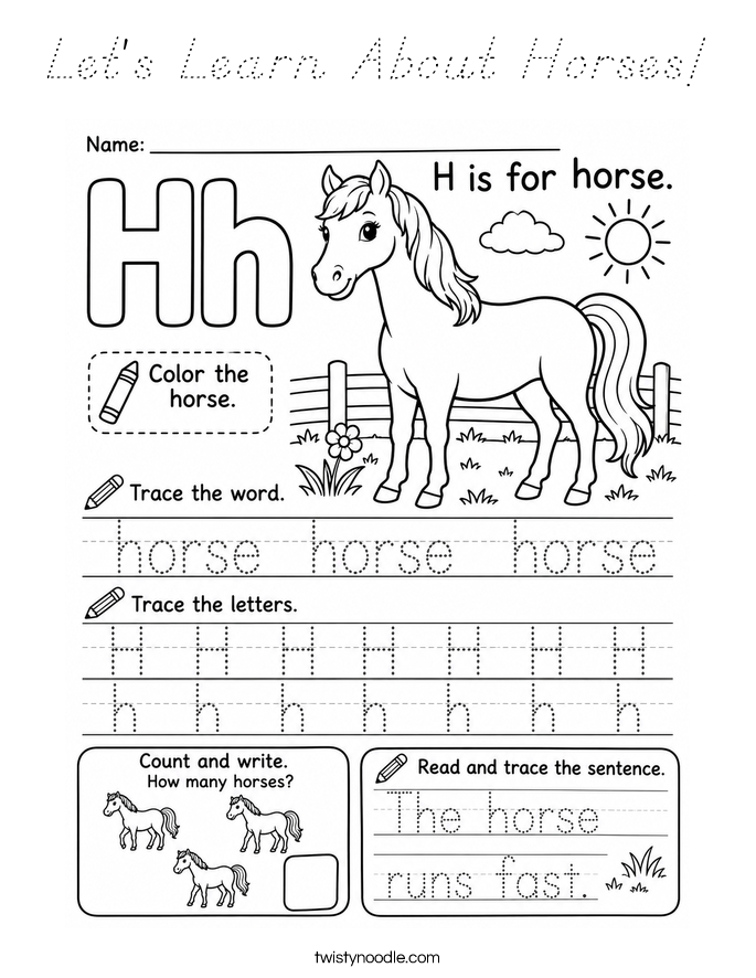 Let's Learn About Horses! Coloring Page