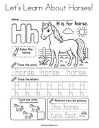 Let's Learn About Horses Coloring Page