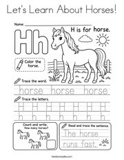 Let's Learn About Horses Coloring Page