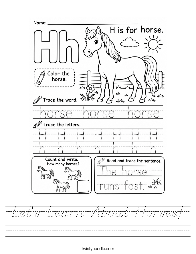 Let's Learn About Horses! Worksheet