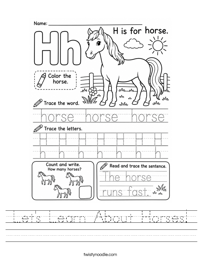 Let's Learn About Horses! Worksheet