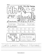 Let's Learn About Horses Handwriting Sheet