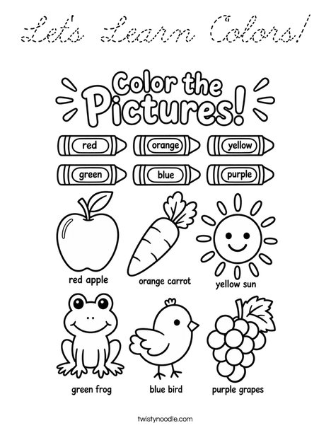 Let's Learn Colors! Coloring Page