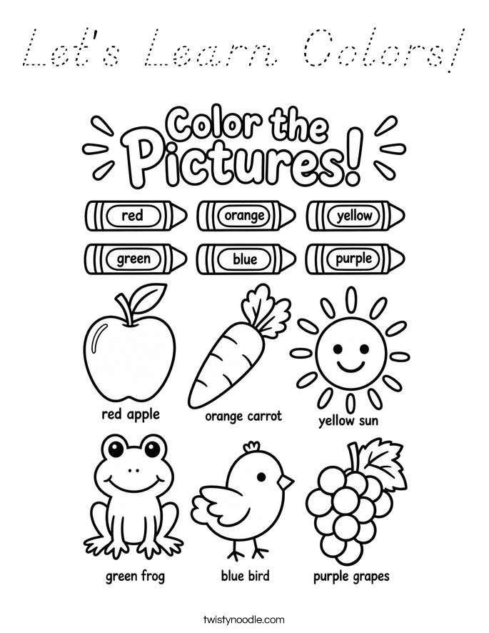 Let's Learn Colors! Coloring Page