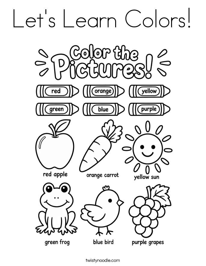 Let's Learn Colors! Coloring Page