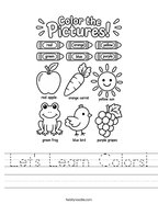 Let's Learn Colors Handwriting Sheet