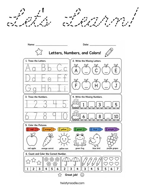 Let's Learn! Coloring Page