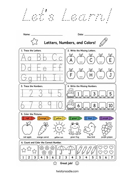 Let's Learn! Coloring Page