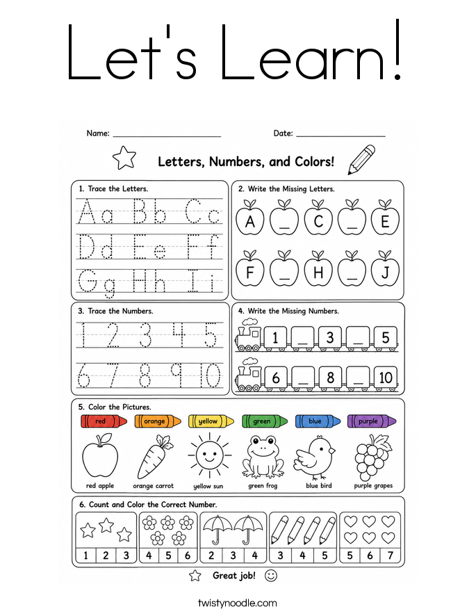 Let's Learn! Coloring Page
