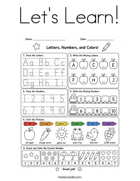 Let's Learn! Coloring Page
