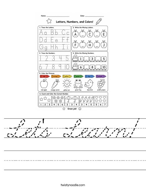 Let's Learn! Worksheet