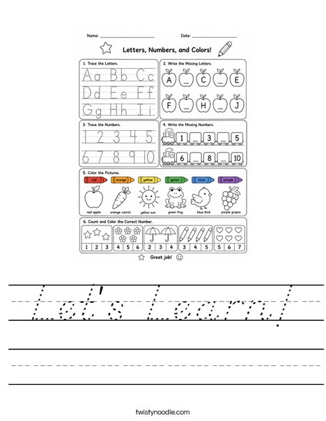 Let's Learn! Worksheet