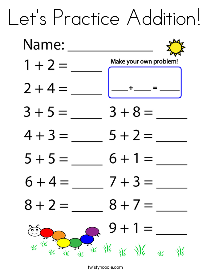 Let's Practice Addition! Coloring Page