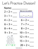Let's Practice Division Coloring Page