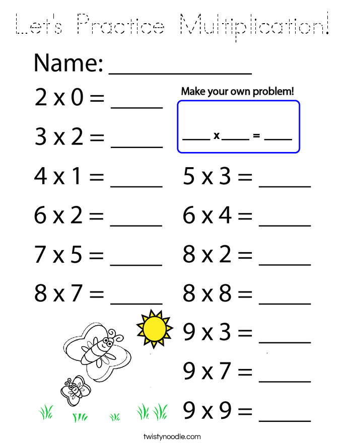Let's Practice Multiplication! Coloring Page