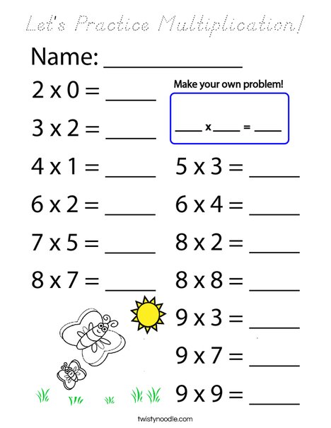 Let's Practice Multiplication! Coloring Page