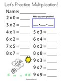 Let's Practice Multiplication Coloring Page
