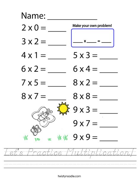 Let's Practice Multiplication! Worksheet