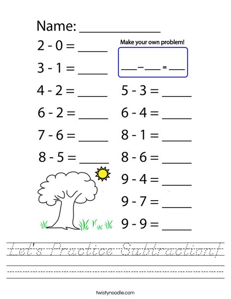 Let's Practice Subtraction! Worksheet