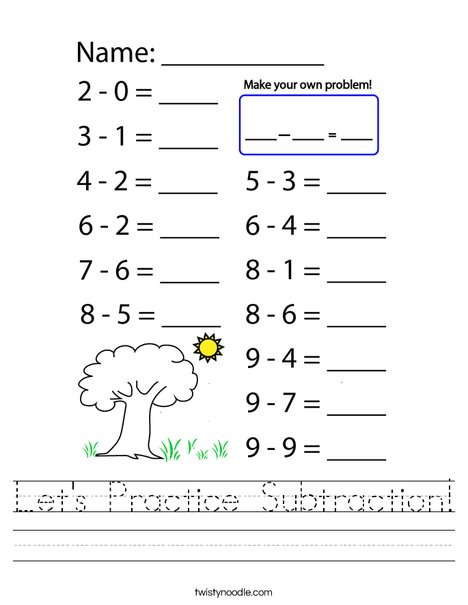 Let's Practice Subtraction! Worksheet