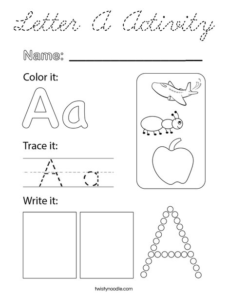 Letter A Activity Coloring Page