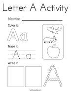 Letter A Activity Coloring Page