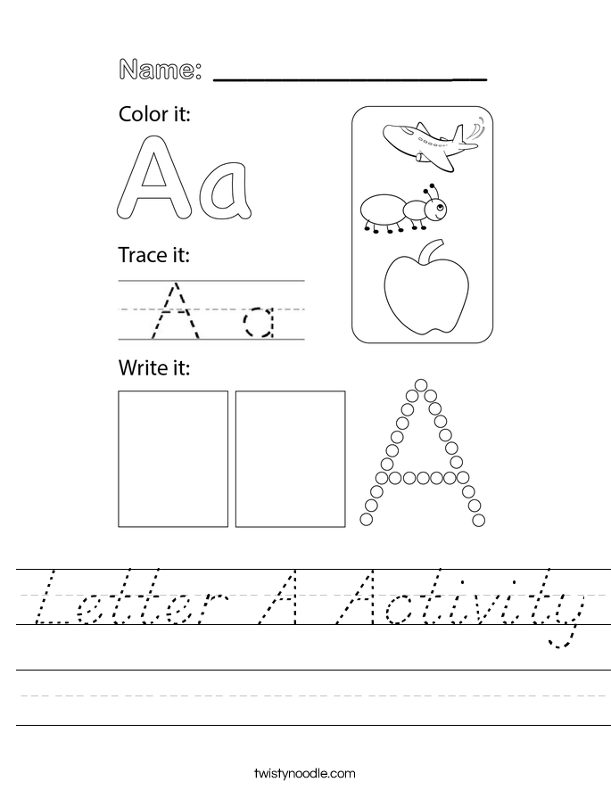 Letter A Activity Worksheet