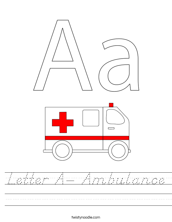 Letter A- Ambulance Worksheet