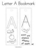 Letter A Bookmark Coloring Page