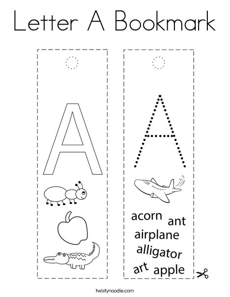 Letter A Bookmark Coloring Page