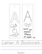 Letter A Bookmark Handwriting Sheet