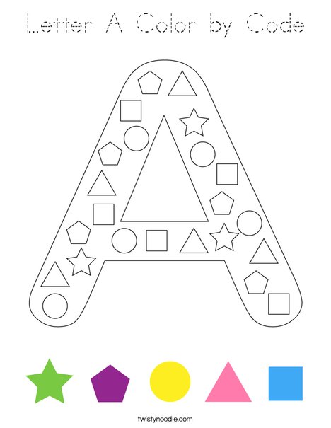 Letter A Color by Code Coloring Page