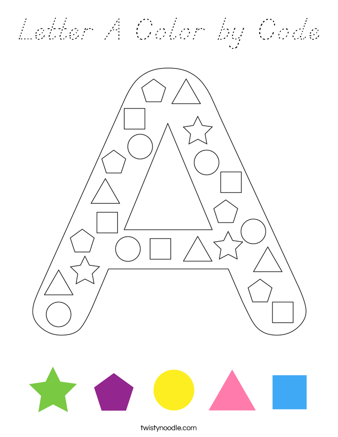 Letter A Color by Code Coloring Page