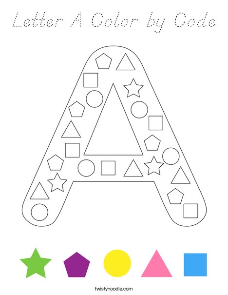 Letter A Color by Code Coloring Page