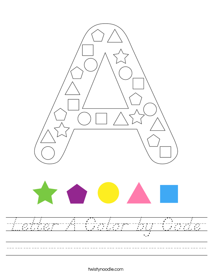 Letter A Color by Code Worksheet