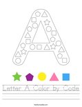 Letter A Color by Code Worksheet