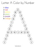 Letter A Color by Number Coloring Page