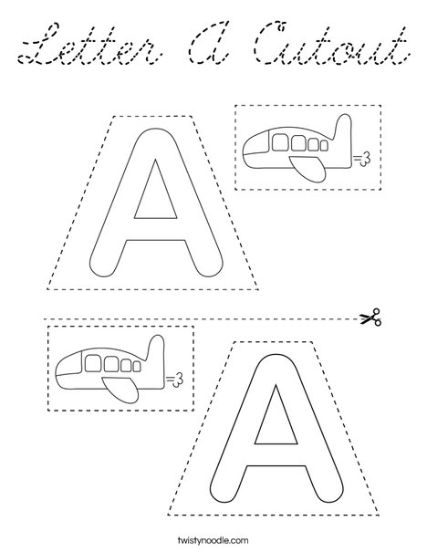 Letter A Cutout Coloring Page