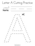 Letter A Cutting Practice Coloring Page