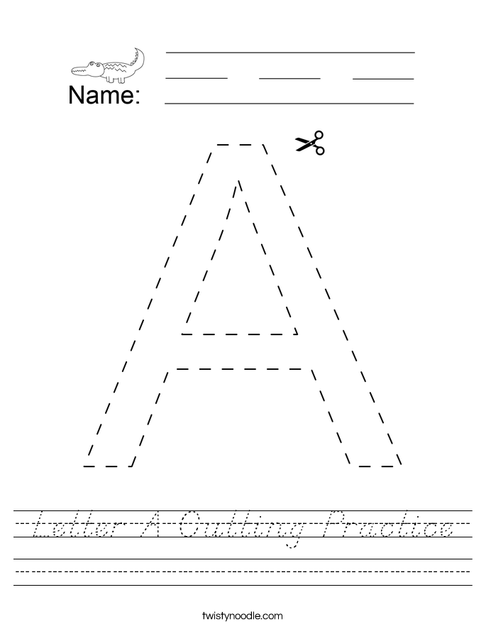 Letter A Cutting Practice Worksheet