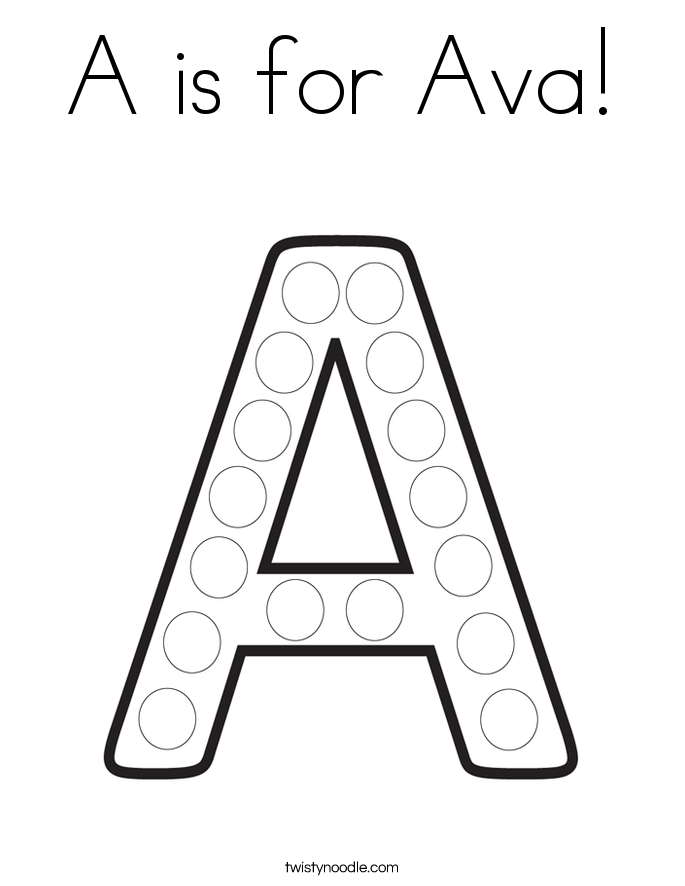 A is for Ava! Coloring Page
